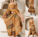 Young Threads - Rustic Bohemian: Smocked Patchwork Maxi Dress - New