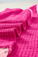 Rose Red Color Block Patched Pocket Waffle Knit Tank Top