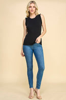 Shopin LA - CSP9277 - WOMEN SLEEVELESS RIBBED RUFFLE EDGE TANK TOP
