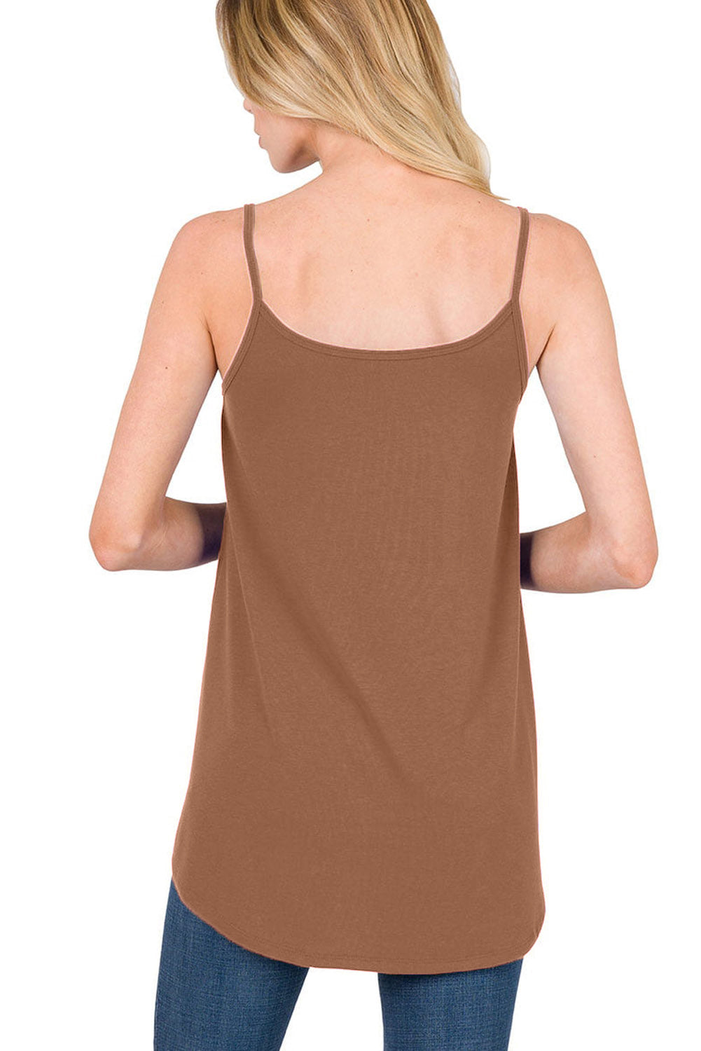 Blue Spaghetti Strap V Neck Flowy Tunic Cami Top
