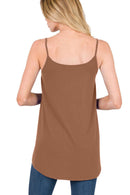 Blue Spaghetti Strap V Neck Flowy Tunic Cami Top