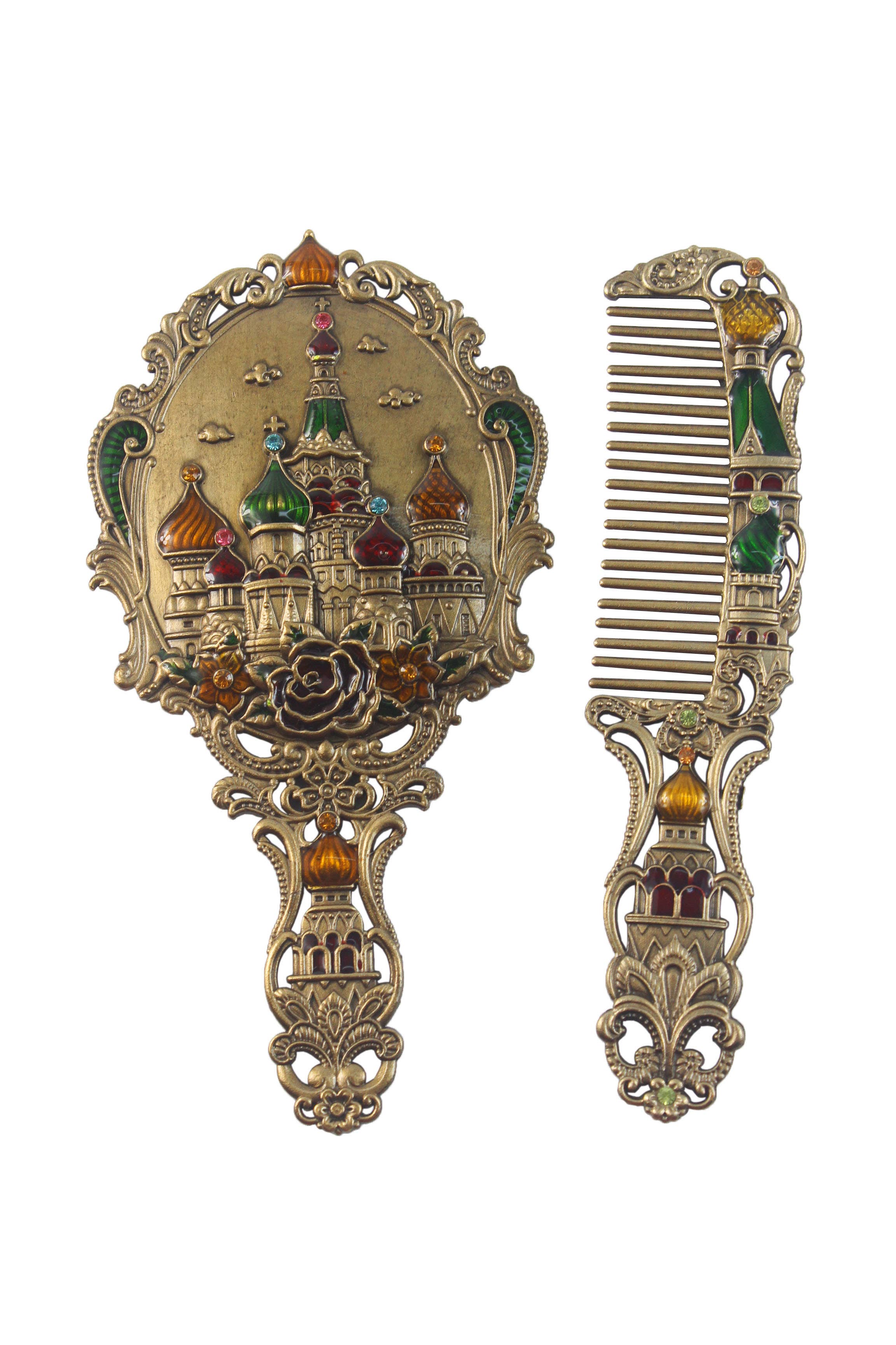 Ole - Vintage Small Size Castle Metal Mirror Set