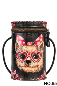 Ole - Shih Tzu Printed Leather Cylinder Bag HB1622 - NO.95
