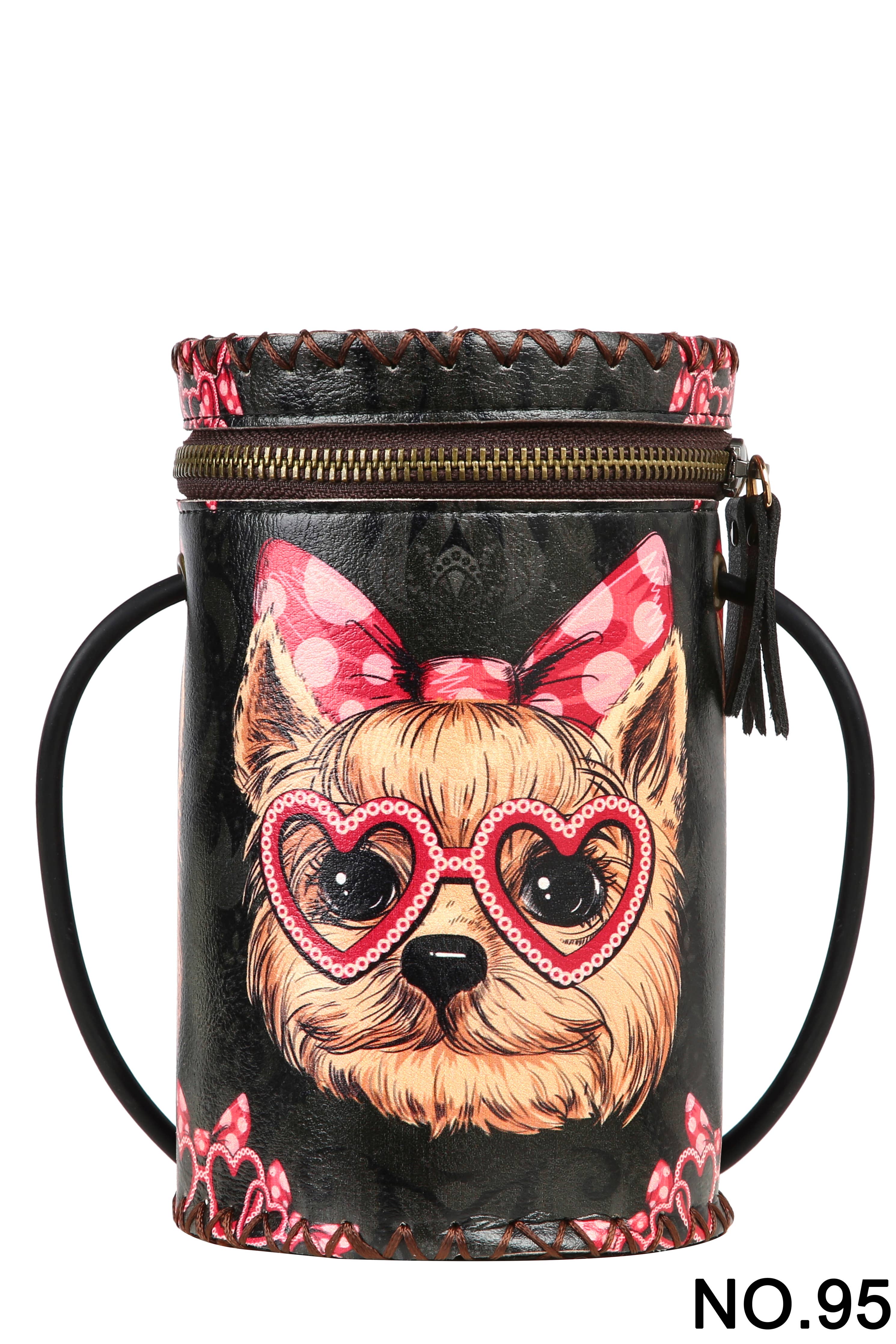 Ole - Shih Tzu Printed Leather Cylinder Bag HB1622 - NO.95