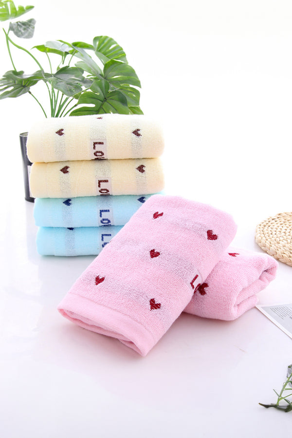 Pink Heart Pattern Love Soft Cotton Towel