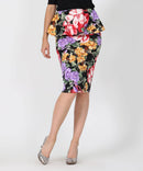PLUS SIZE Floral Print Pencil Skirt Sample SALE