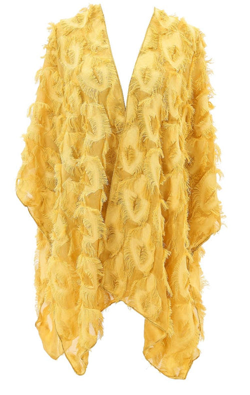 JC Sunny Fashion - 11 Colors-Fringe Feather Detailed Lightweight Eyelash Kimono