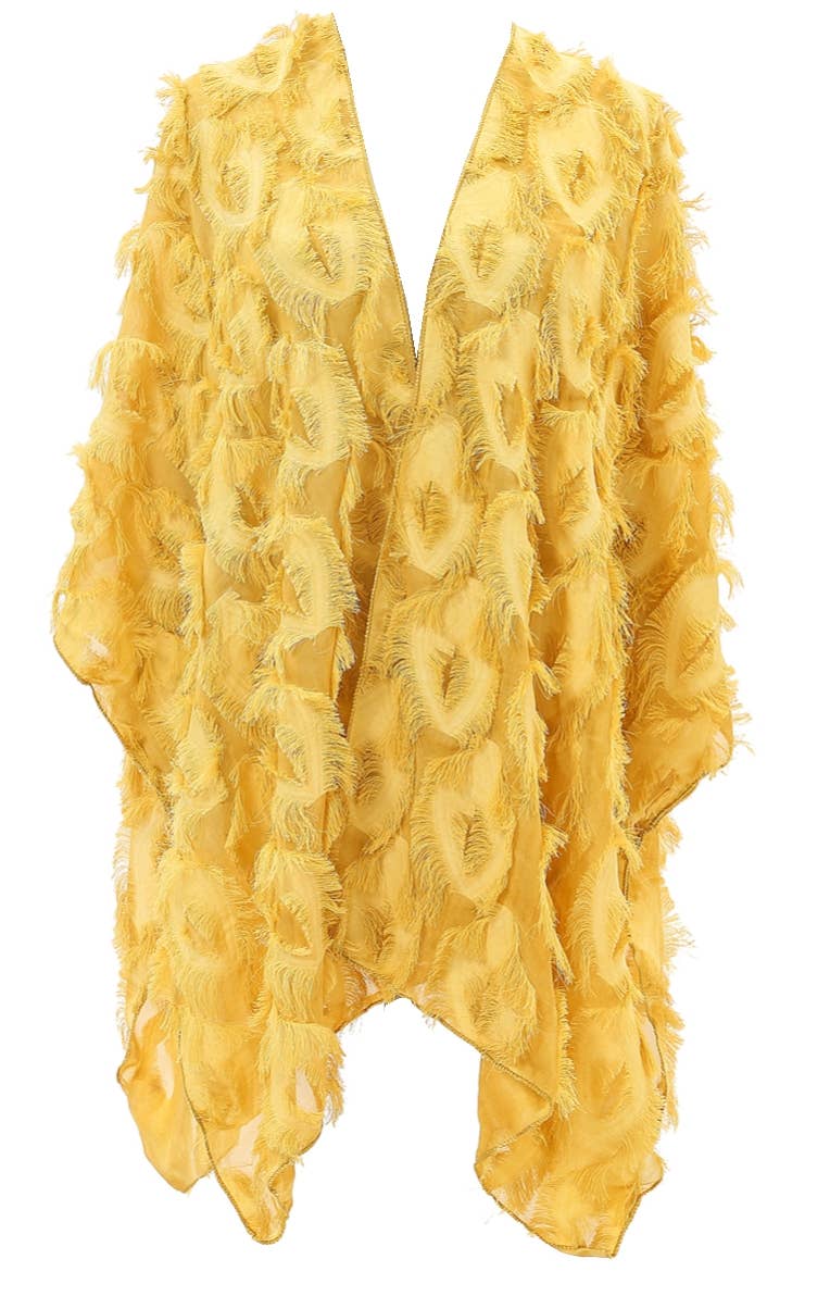 JC Sunny Fashion - 11 Colors-Fringe Feather Detailed Lightweight Eyelash Kimono