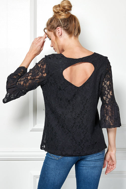 Winslow Collection - V NECK ELBOW SLEEVE LACE TOP G9018250P