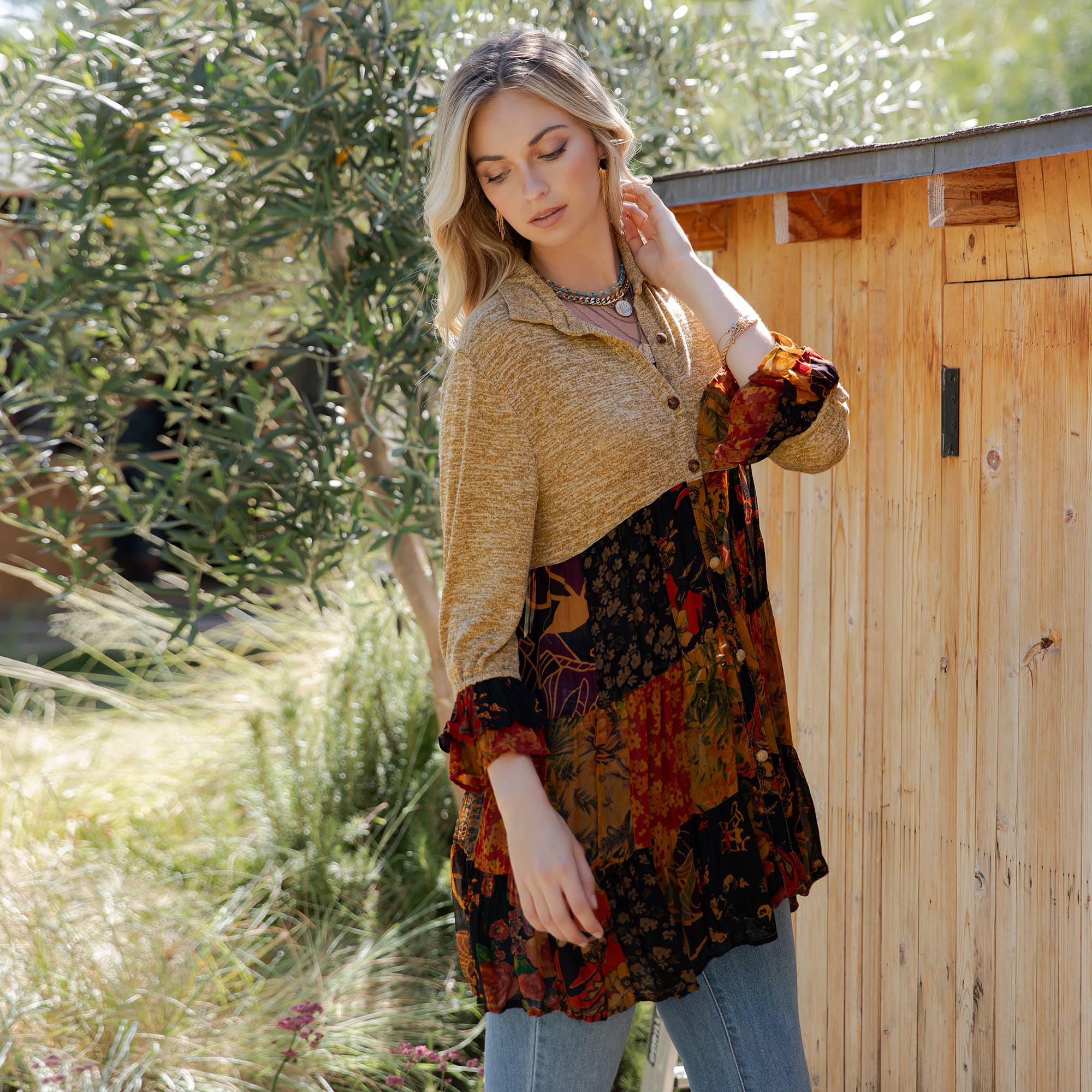 Young Threads - 3/4 Ruffle Sleeves Western Blouse Top (New Color)