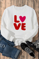 White XOXO Chenille Letter Patch Quilted Sweatshirt