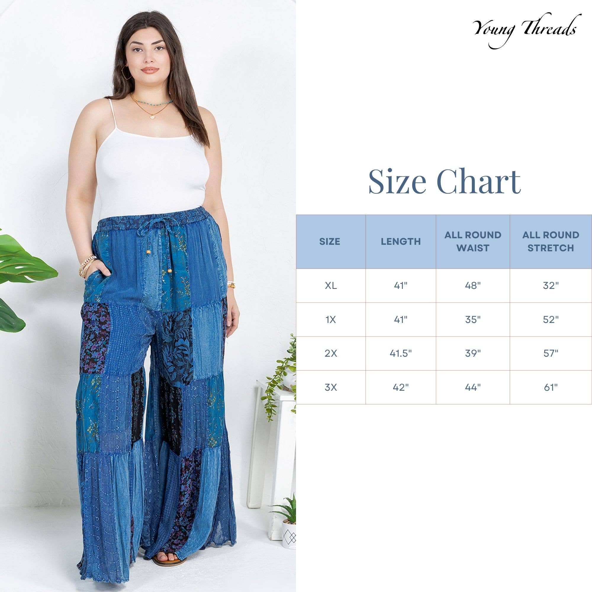 Young Threads - Retro Revival Long Flared Patchwork Pants (New Color)