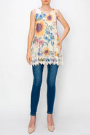 Origami Apparel ~  Lace and Crochet inspired - OLS-4481 BG Sunflower Top