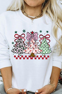 White Christmas Tree Graphic Heat Transfer Printing Holiday Sweatshirt