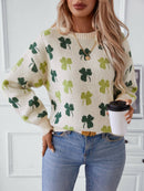 Hope & Sunshine - Clover Pattern Knit Pullover Sweater