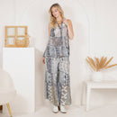 Young Threads - Boho Patchwork Set: Buttondown Top & Flared Pants