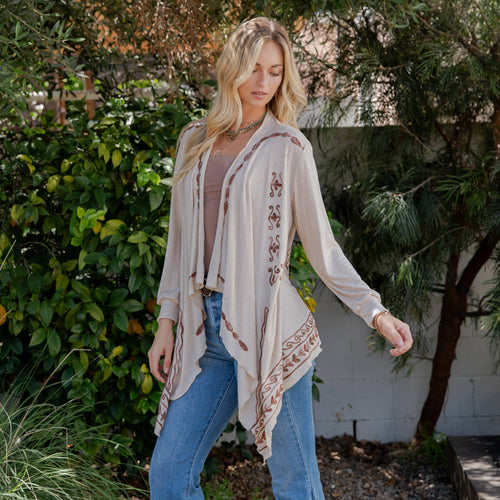 Young Threads - Artisan Plush Knit Kimono Shrug with Handcrafted Embroidery
