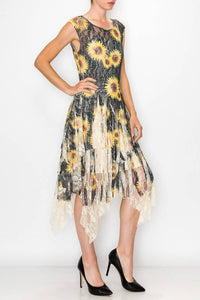 Origami Apparel ~  Lace and Crochet inspired - OLS-4609BG-BK SUN FL