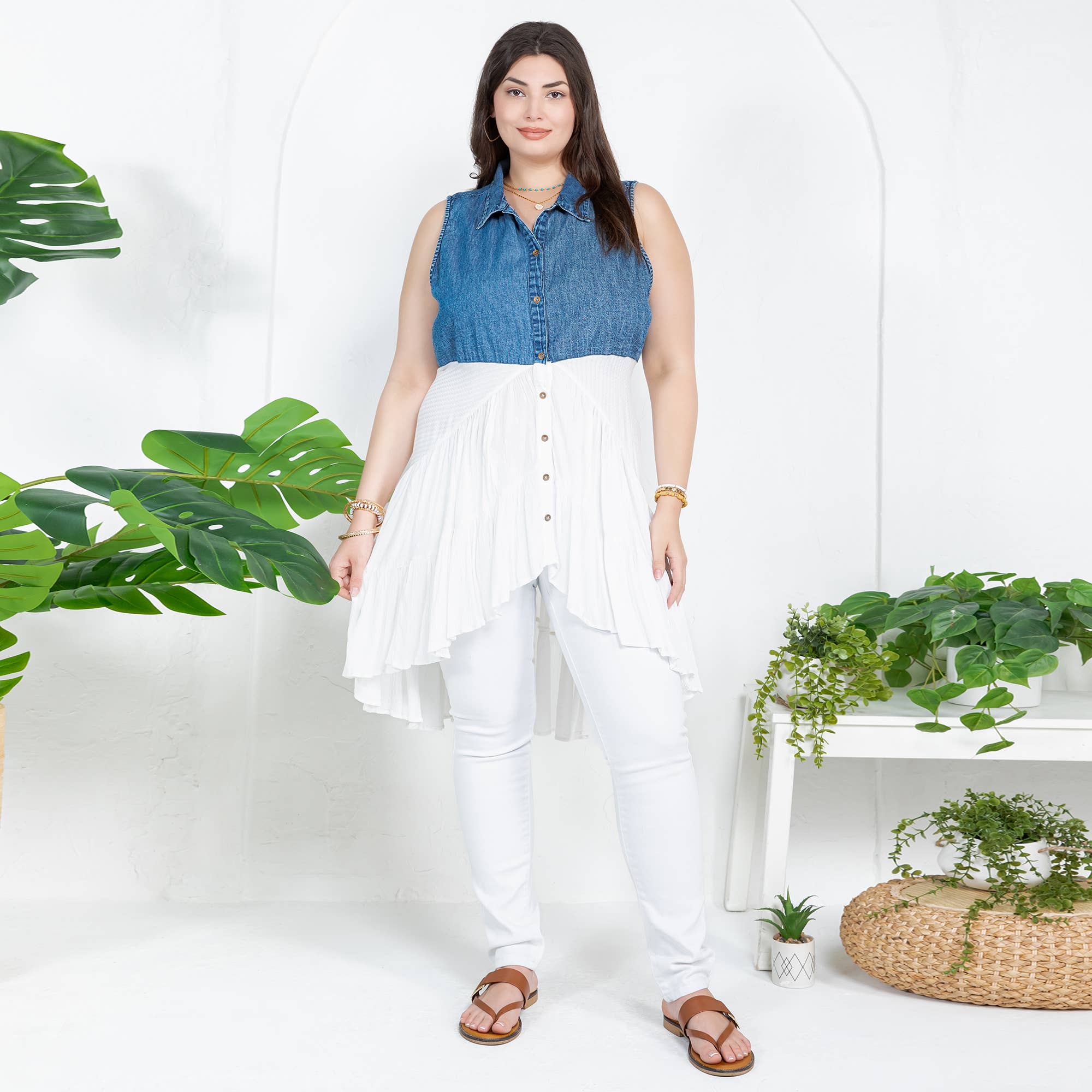 Young Threads - Front-Open Asymmetrical High Low Top - New Design