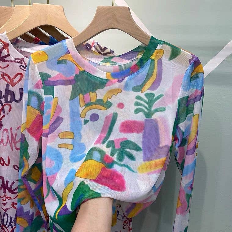 Hope & Sunshine - Tie-Dye Mesh Top