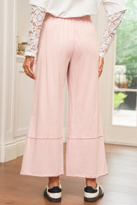 Pink Flower Patch Mineral Washed Cropped Wide Leg Pants