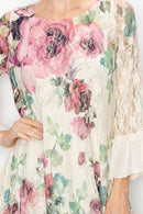 Origami Apparel ~  Lace and Crochet inspired - OLS-4565 BG/BIG ROSE Dress