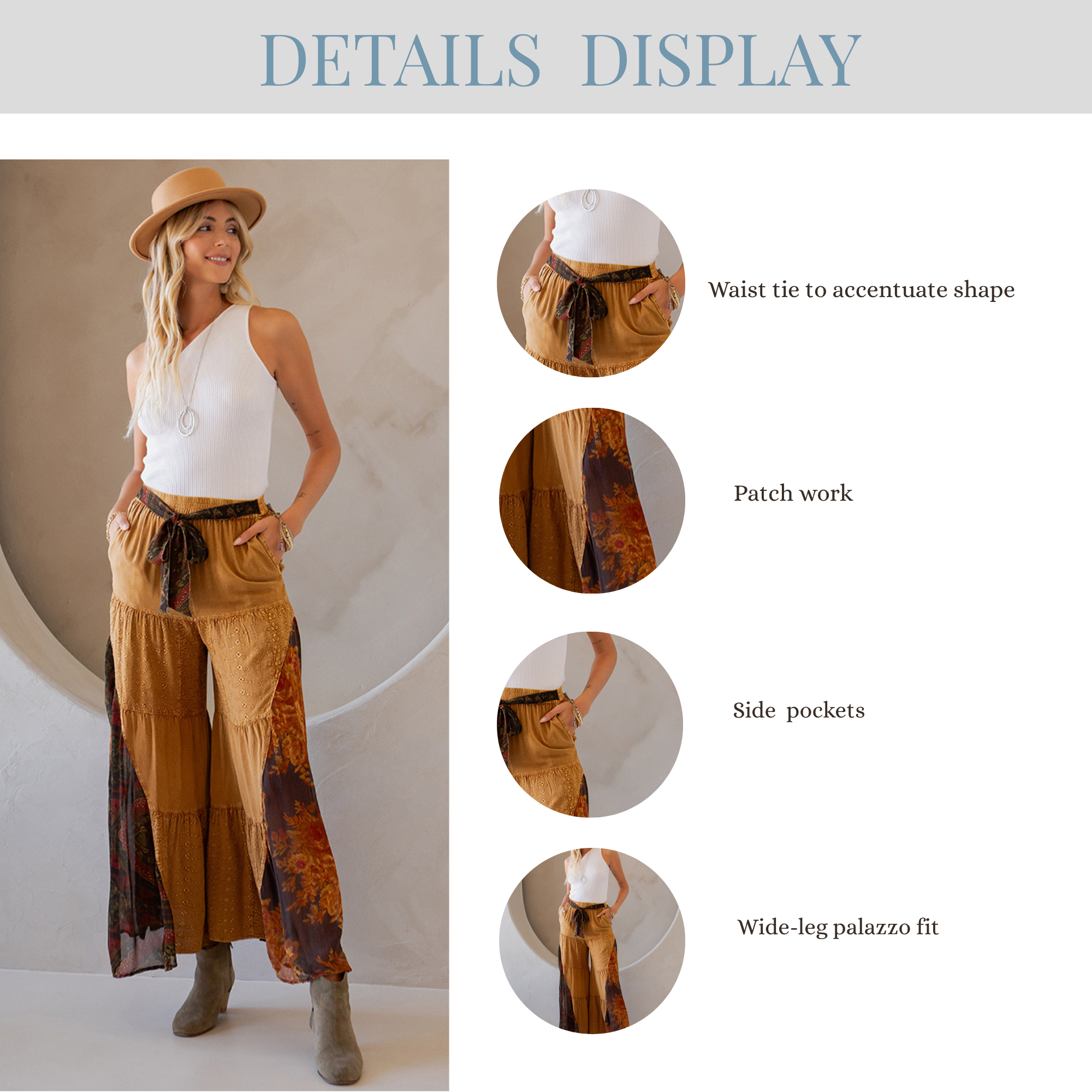 Young Threads - Rustic Bohemian: Side Paneled Patchwork Pants (New Color)