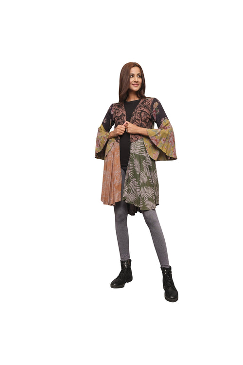 Sacred Threads - Floral Patchwork Bell Sleeve Cardigan
