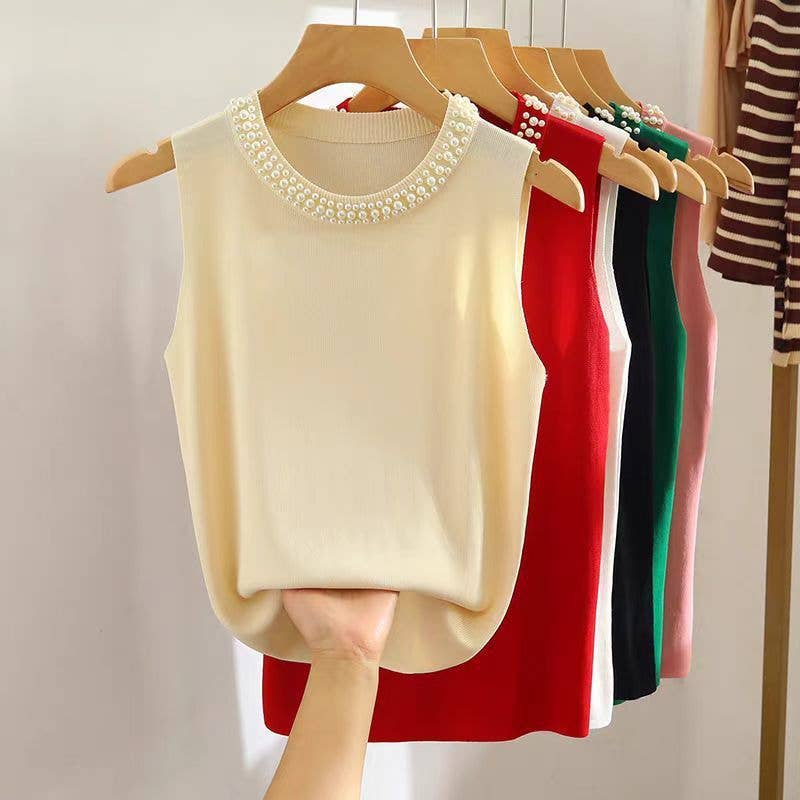 Hope & Sunshine - Beaded Sleeveless Knit Top