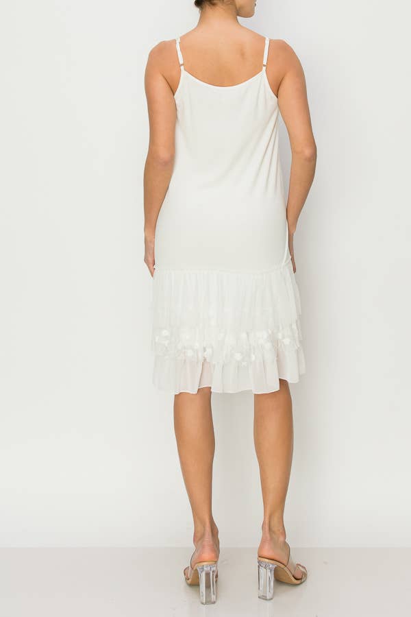 Origami Apparel ~  Lace and Crochet inspired - OLS-4672 IVORY SLIP DRESS OR EXTENDER