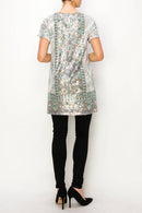 Origami Apparel ~  Lace and Crochet inspired - OLS-4691 SIL-TURQ