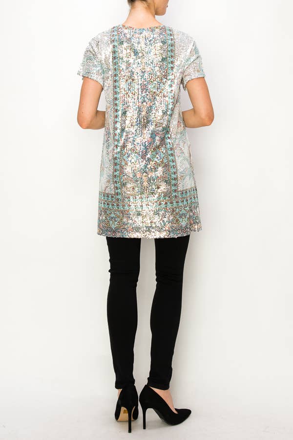 Origami Apparel ~  Lace and Crochet inspired - OLS-4691 SIL-TURQ