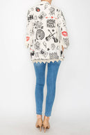 Origami Apparel ~  Lace and Crochet inspired - Lightweight Sequin and Lace Detailed Button-Up Blouse - 4718BG RNR