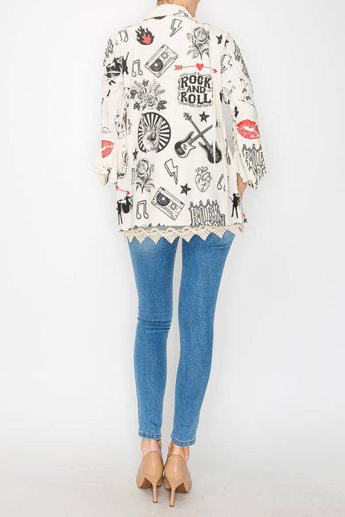 Origami Apparel ~  Lace and Crochet inspired - Lightweight Sequin and Lace Detailed Button-Up Blouse - 4718BG RNR