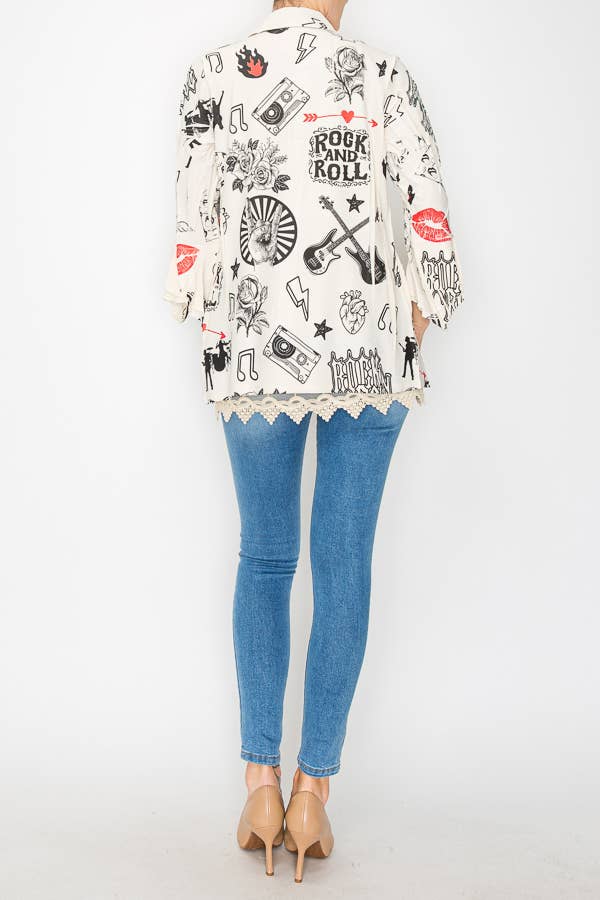 Origami Apparel ~  Lace and Crochet inspired - Lightweight Sequin and Lace Detailed Button-Up Blouse - 4718BG RNR