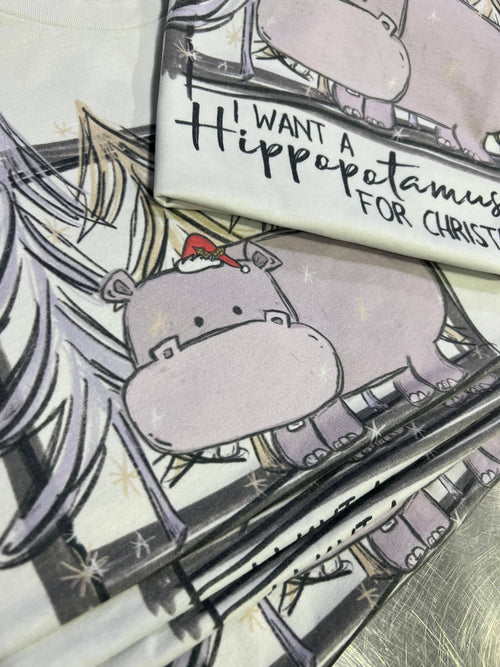 Par.tees by Party On! - Fun Christmas hippo Sublimation Tees by Party On Design