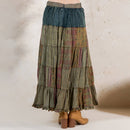 Young Threads - Western Boho Chic: Patchwork Belted Skirt  (New Color)