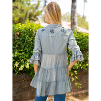 Young Threads - Women’s Mexican Embroidery Blouse - Gathered Waist Shirt