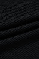 Black Plus Size Textured Contrast Denim Patchwork Button Polo Tee