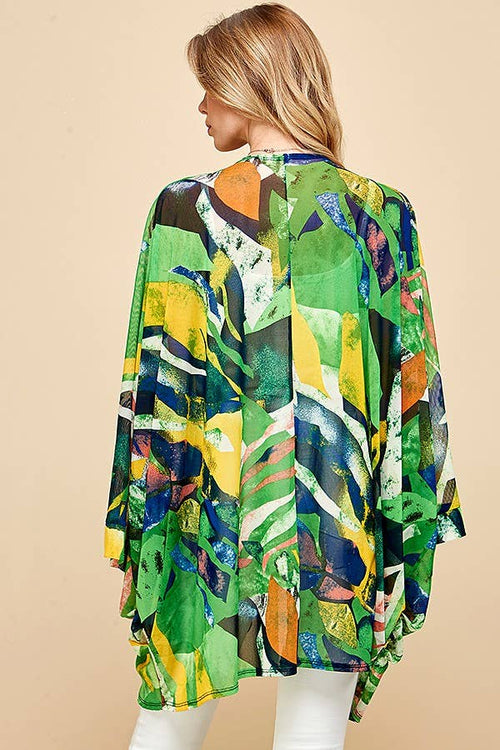 Shopin LA - SG21051P - PLUS SIZE DRAPPED MESH SUMMER MIDI KIMONO