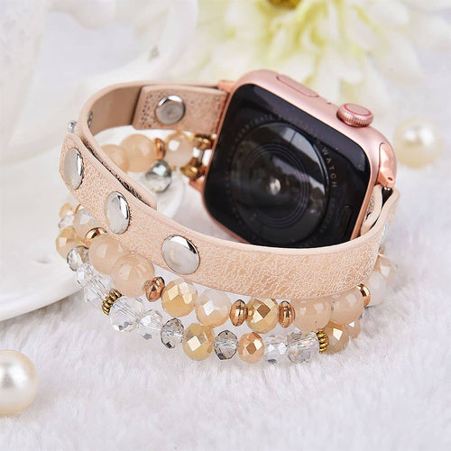 ShopTrendsNow - Leopard Calf Leather and Crystal Apple Watch Band
