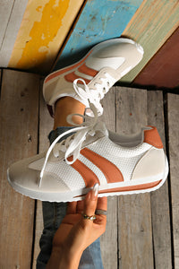 Blackish Green Patchwork Breathable Lace Up Sneakers