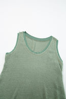 Black Scoop Neck Waffle Knit Splicing Flowy Vest