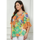 Winslow Collection - PLUS SIZE SHEER PRINTED PEASANT BLOUSE COU95L78X