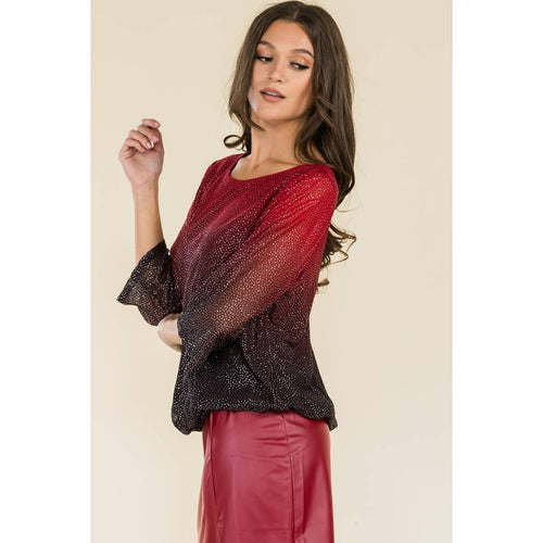 Perseption - ILLUSIONS GLITTER MESH MINI BOAT NECK BLOUSE