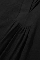 Black Plus Size Solid Color Notched Neck Short Sleeve Loose Dress