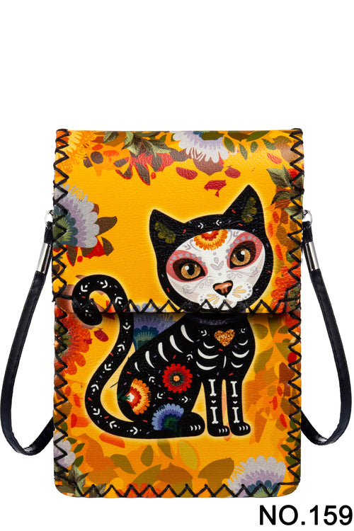 Ole - Dia De Los Muertos Cat Printed Crossbody HB0580 - NO.159