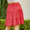 Young Threads - Western Women Mini Skirt - Multi Jacquard Pink Fabrics