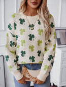 Hope & Sunshine - Clover Pattern Knit Pullover Sweater