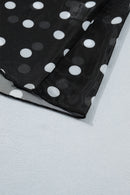 Black Plus Size Mock Neck Polka Dot Long Sleeve Mesh Top
